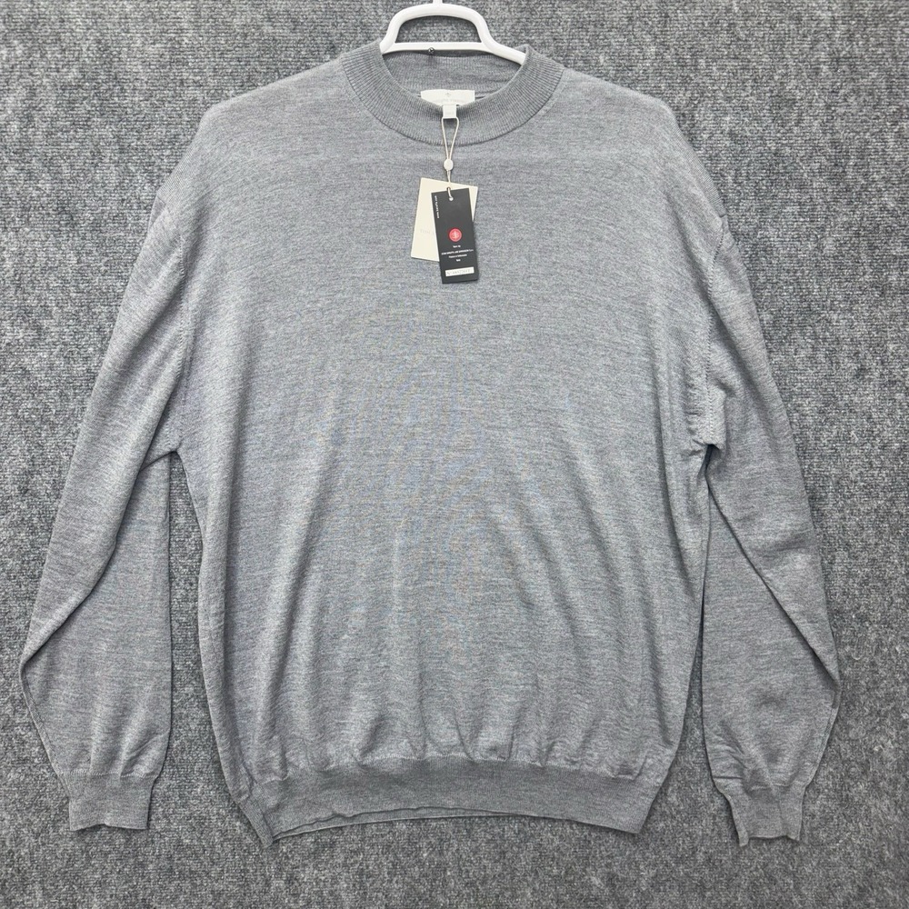 Toscano Firenze Lightweight Merino Wool Grey Sweater Mens size 2XLT Italy